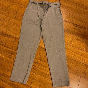 DKNY Women's Gray High Rise Belted Pants Birds Of Paradise NWT Size 8